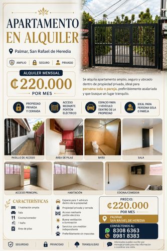 Apartamento EPDV2, Calle El Palmar, Heredia Province, San Rafael, Costa Rica — foto 1 de 5