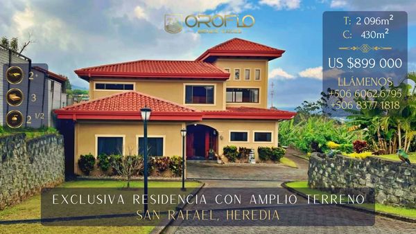 EXCLUSIVE RESIDENCE WITH LARGE LOT AND GREAT POTENTIAL SAN RAFAEL, HEREDIA #40505acmm, Heredia Province, concepcion San rafael, Costa Rica — foto 1 de 5