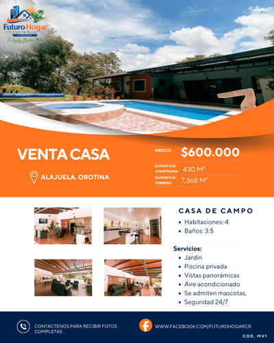 Venta Casa De Campo Orotina, Alajuela Province, Orotina, Costa Rica — foto 1 de 5