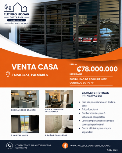 VENTA CASA EN PALMARES, Zaragoza, Alajuela Province, Palmares, Costa Rica — photo 1 of 5